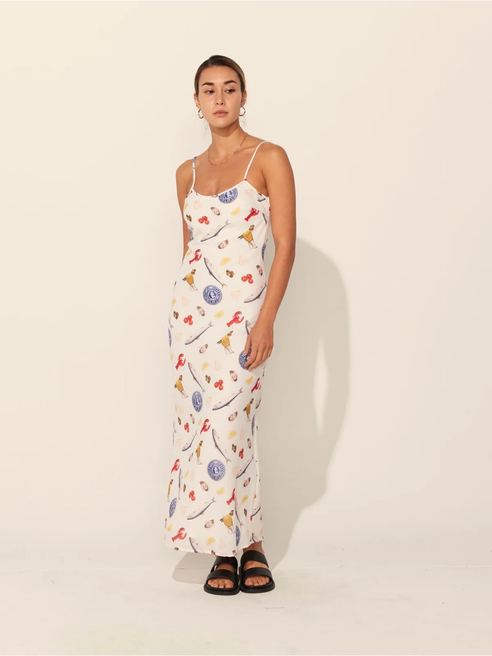 Mint Vanilla Maxi Dress In Seafood Print